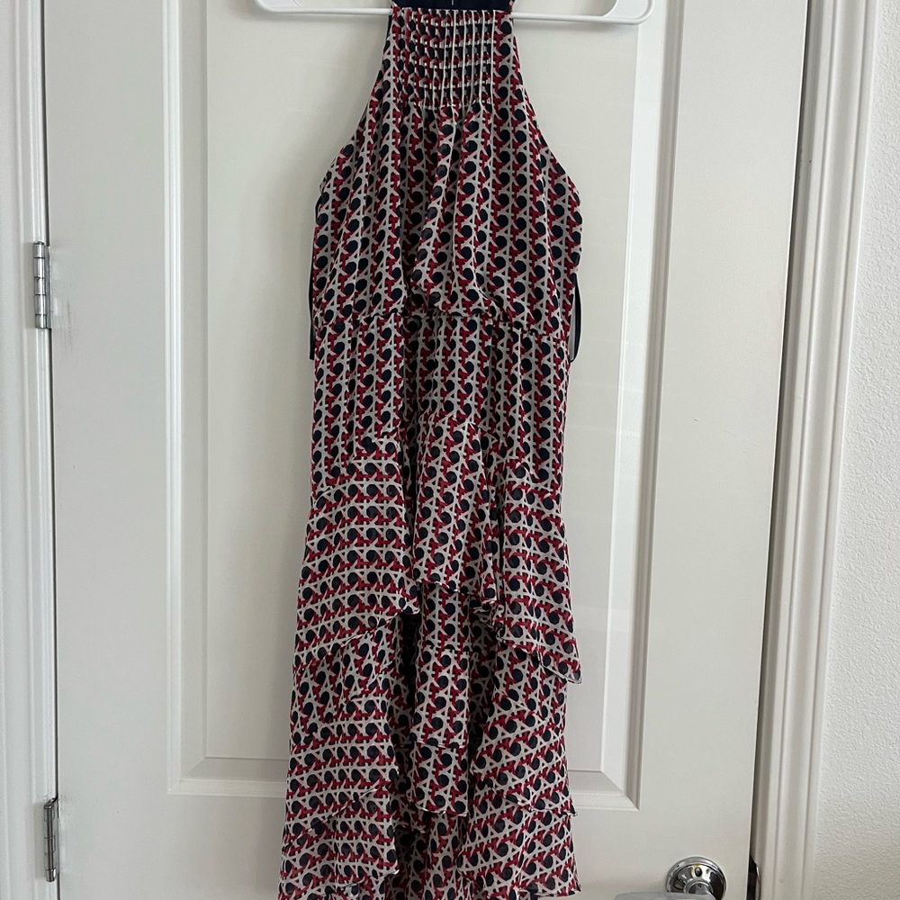 Tommy Hilfiger Red and Black Smocked Halter Maxi Dress